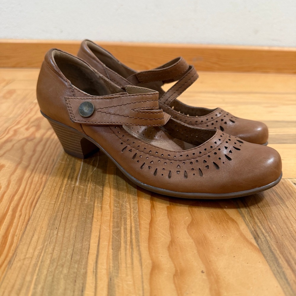 Earth Dione Alpaca Leather Light Brown Cutout Strappy Mary Jane Shoes Size 8.5 - Picture 7 of 10